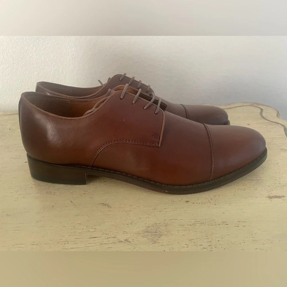J. CREW‎ Leather cap-toe derby shoes in Brown Size 8.5 M NWOB $228 BS113